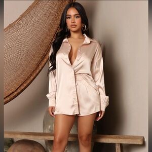 Leslie Satin Short Set- Taupe